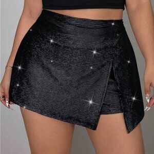 SHEIN Black Asymmetrical Wrap Mini Skirt